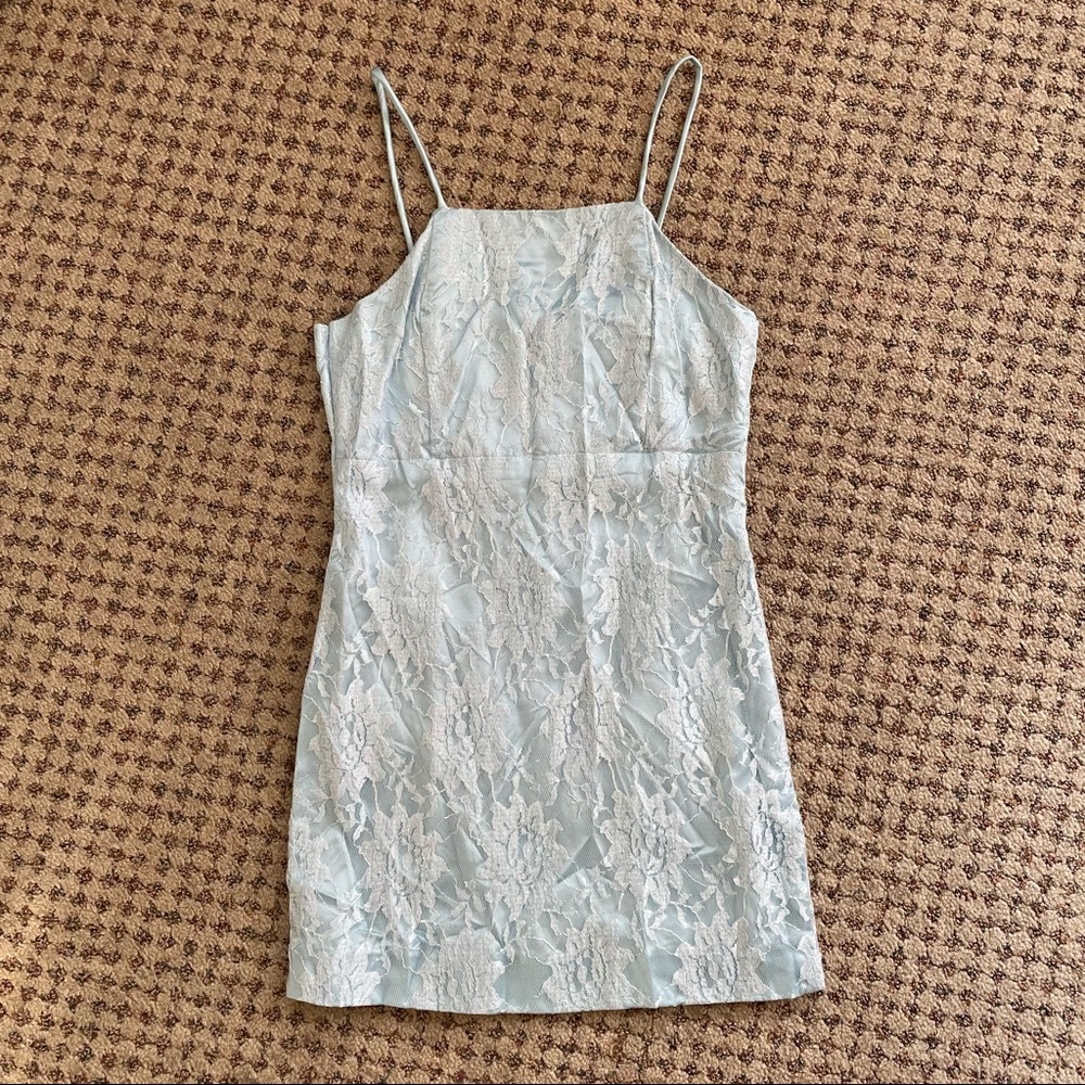 vintage 90s blue lace mini dress